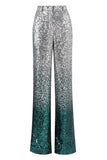Sparkly Silver and Peacock 2 Piece Sequin Women Prom Suits