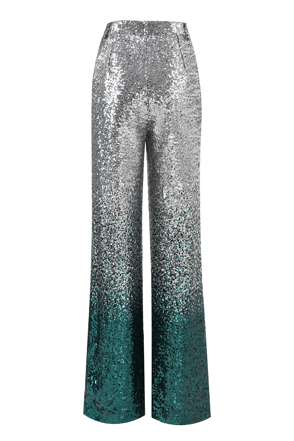 Sparkly Silver and Peacock 2 Piece Sequin Women Prom Suits