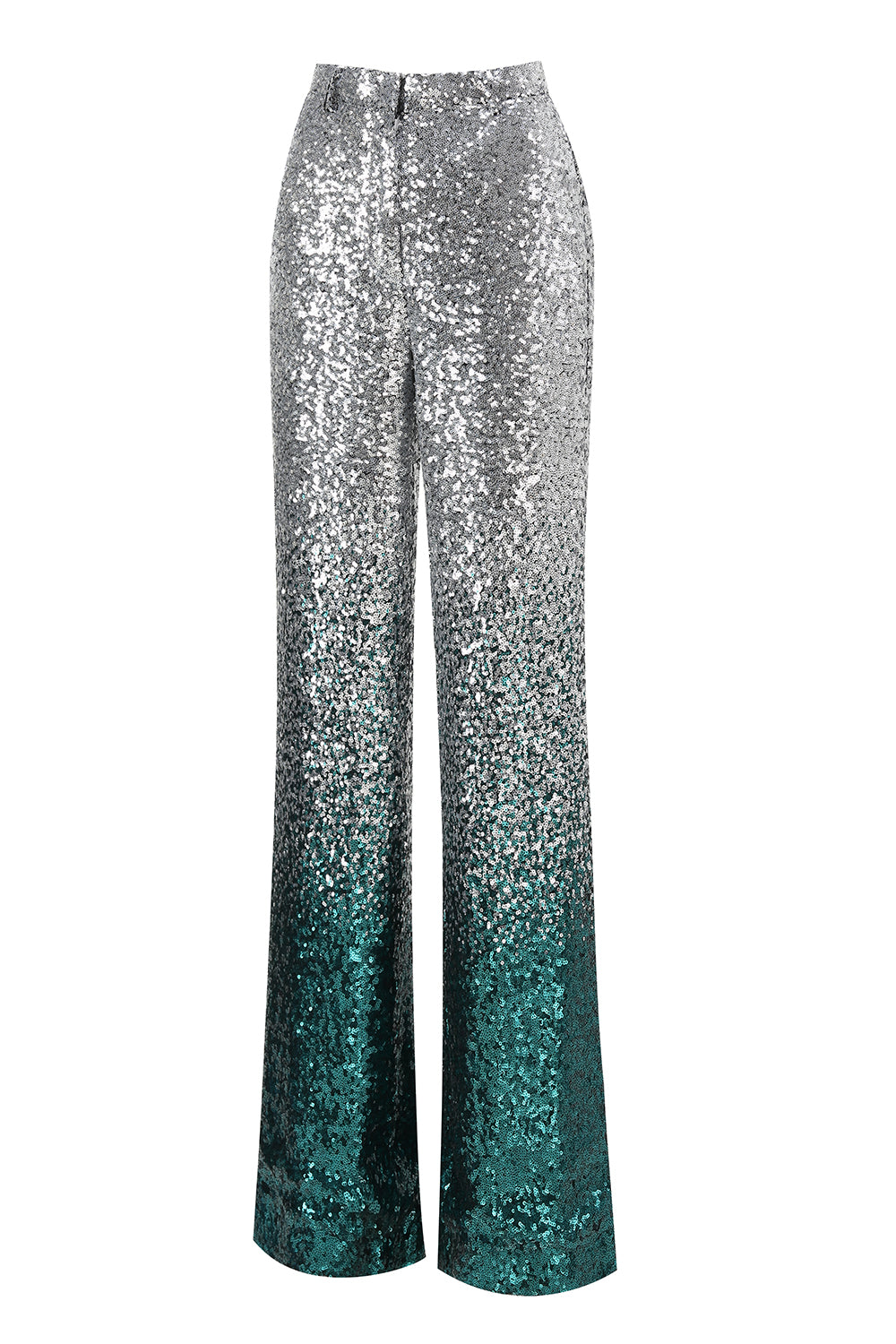 Sparkly Silver and Peacock 2 Piece Sequin Women Prom Suits