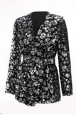 Sparkly Black Sequin 2 Piece Women Prom Suits with Sash