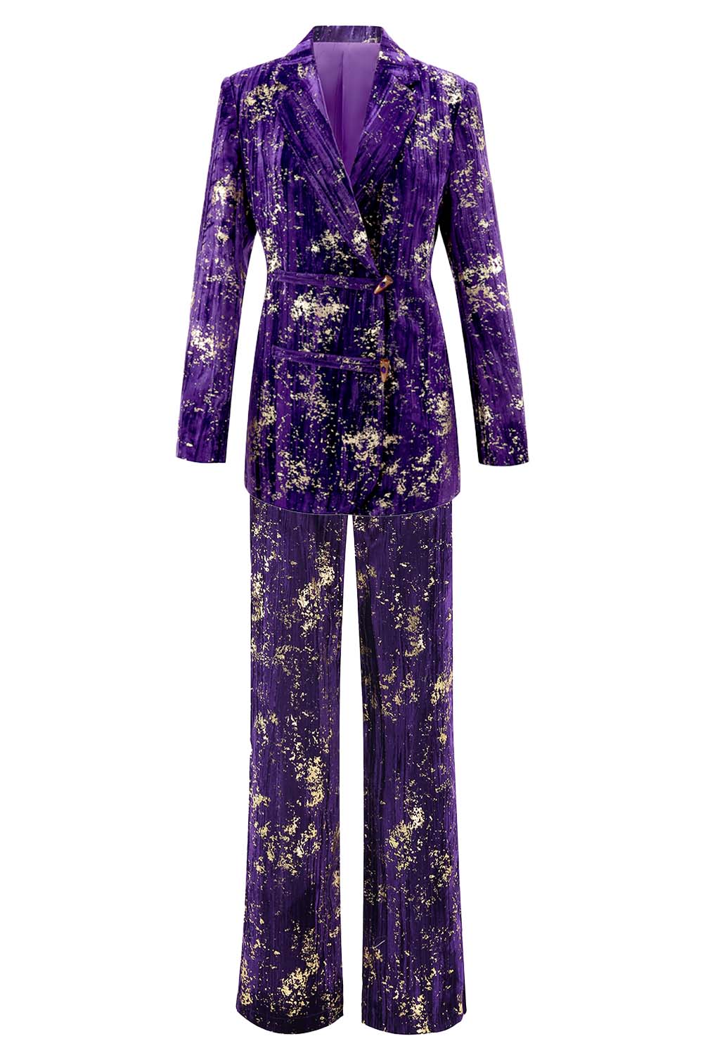 Sparkly Purple Notched Lapel 2 Piece Women Prom Suits