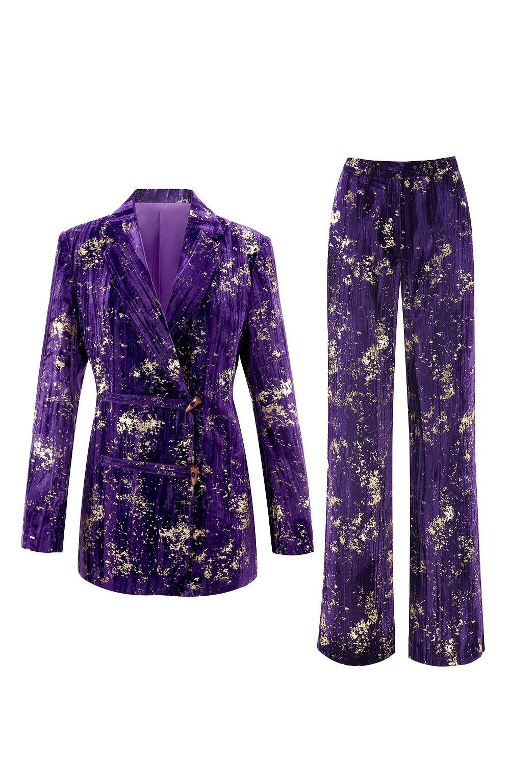 Sparkly Purple Notched Lapel 2 Piece Women Prom Suits