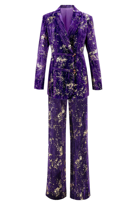 Sparkly Purple Notched Lapel 2 Piece Women Prom Suits