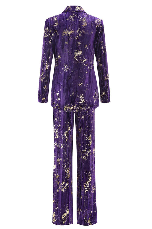 Sparkly Purple Notched Lapel 2 Piece Women Prom Suits