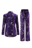 Sparkly Purple Notched Lapel 2 Piece Women Prom Suits