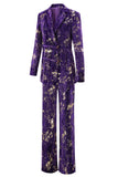 Sparkly Purple Notched Lapel 2 Piece Women Prom Suits