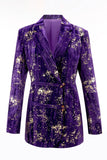 Sparkly Purple Notched Lapel 2 Piece Women Prom Suits