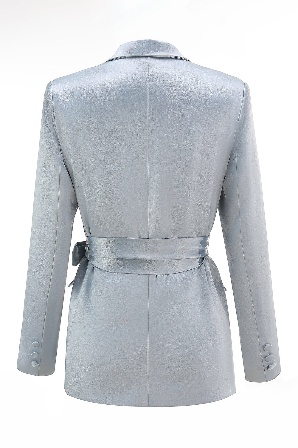 Dusty Blue Satin 2 Piece Women Prom Suits with Sash