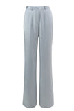 Dusty Blue Satin 2 Piece Women Prom Suits with Sash