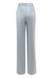Dusty Blue Satin 2 Piece Women Prom Suits with Sash