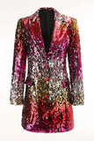 Sparkly Gold and Red Sequin Single Breasted Prom Blazer