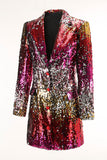 Sparkly Gold and Red Sequin Single Breasted Prom Blazer