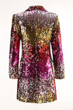 Sparkly Gold and Red Sequin Single Breasted Prom Blazer