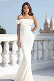 Ivory Mermaid One Shoulder Ruched Maxi Rehearsal Dinner Dress