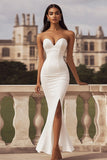 Ivory Sweetheart Mermaid Rehearsal Dinner Dress with Slit