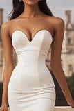 Ivory Sweetheart Mermaid Rehearsal Dinner Dress with Slit