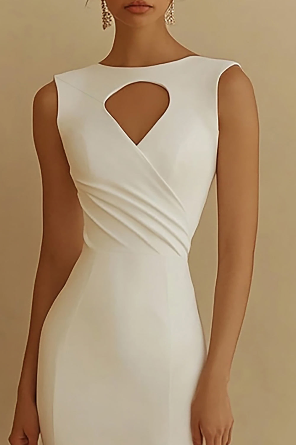 Zapakasa Women Ivory Satin Maxi Rehearsal Dinner Dress Boat Neck