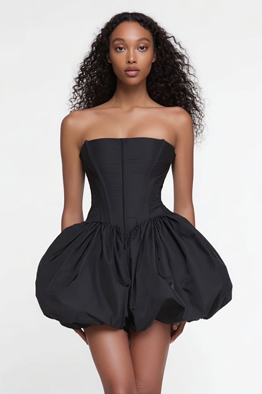Simple Corset Satin Strapless A Line Little Black Dress