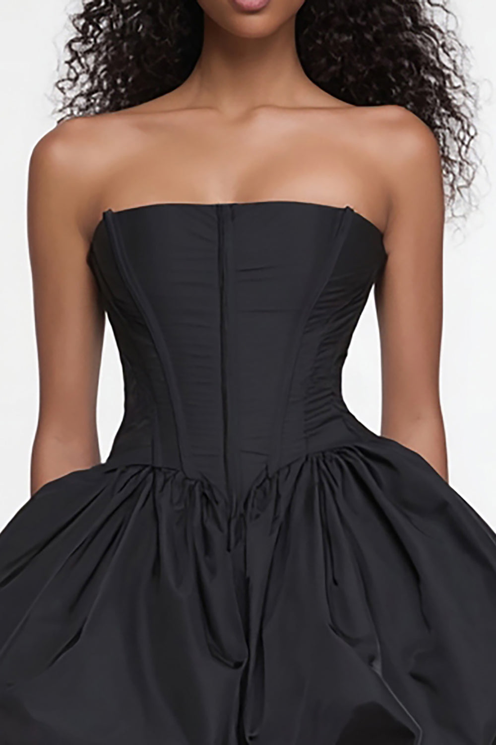 Simple Corset Satin Strapless A Line Little Black Dress