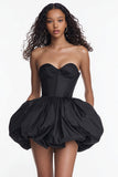 Corset Simple Sweetheart Satin A Line Little Black Dress