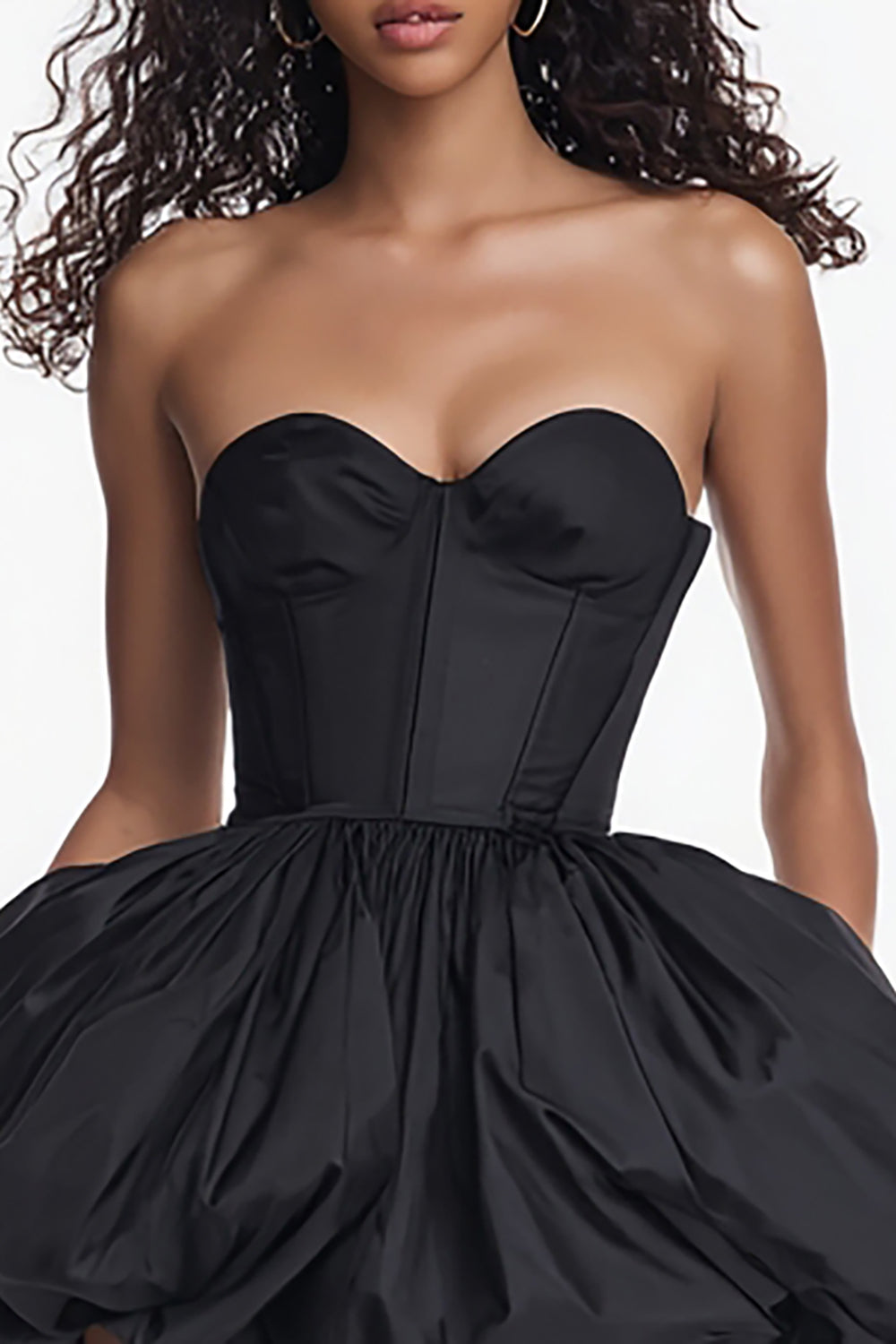 Corset Simple Sweetheart Satin A Line Little Black Dress
