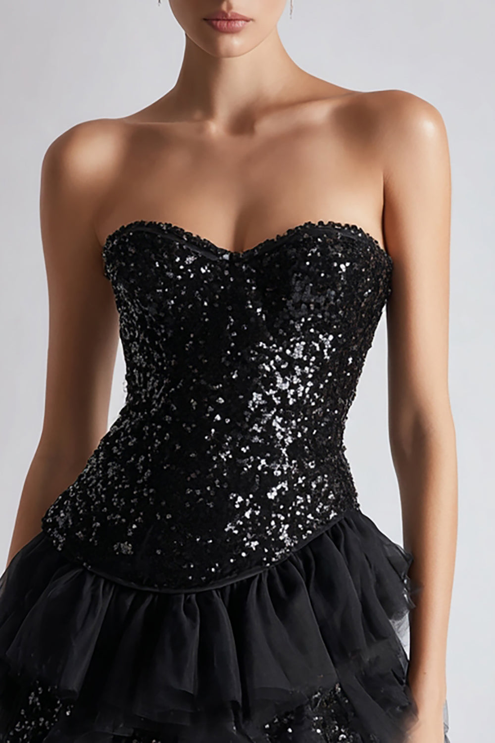 Sparkly Sweetheart Sequins A Line Short Little Black Dress