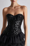 Sparkly Sweetheart Sequins A Line Short Little Black Dress