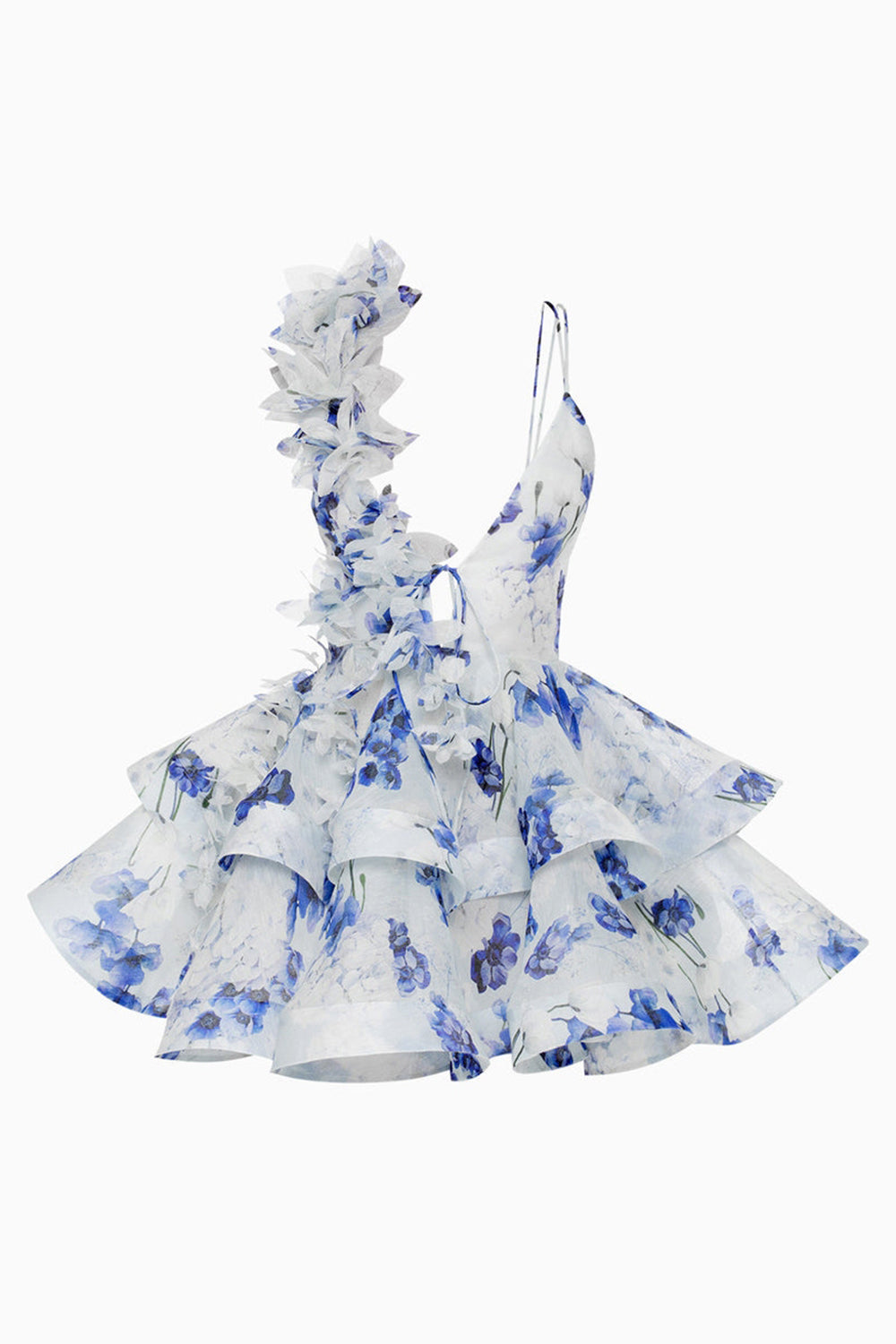 Pink Floral Tiered A Line Short Homecoming Dress with Ruffles
