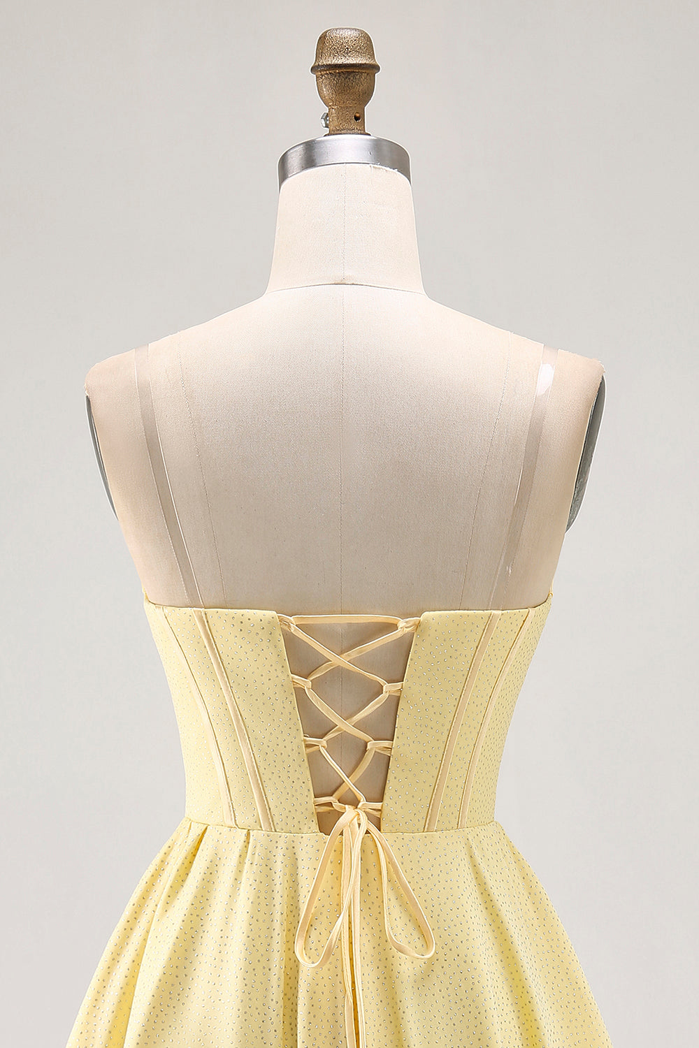 Sparkly Yellow A Line Corset Short Homecoming Dress with Beading