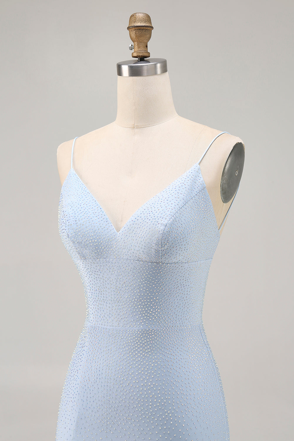 Sparkly Blue Backless Tight Short Homecoming Dress with Beading