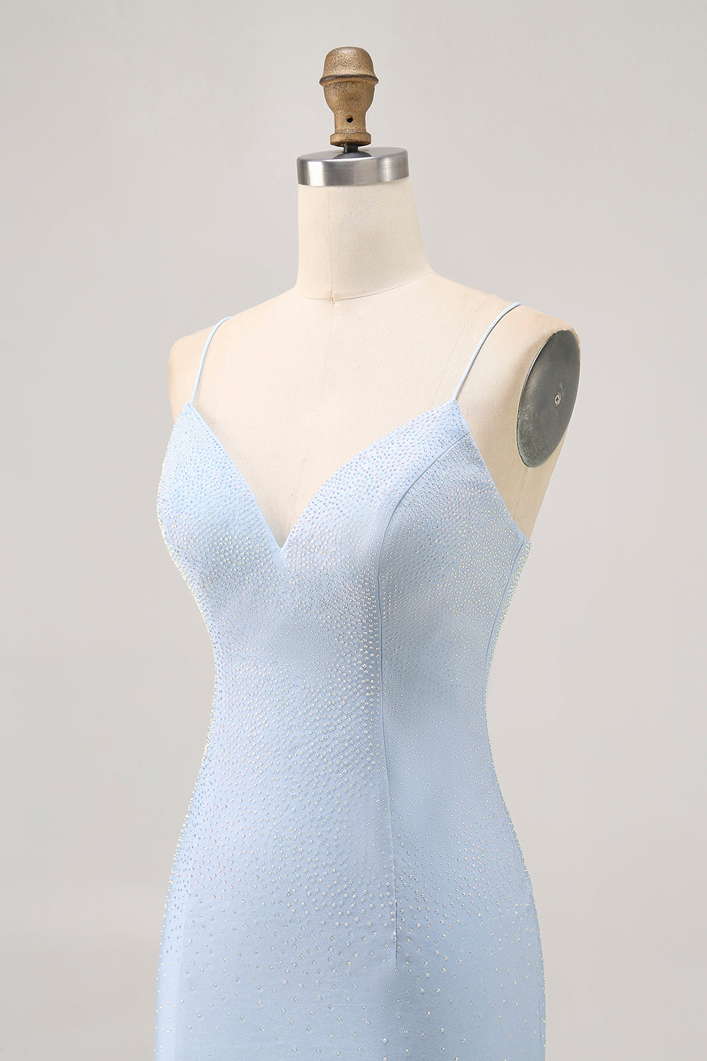 Sparkly Light Blue Tight Short Homecoming Dress with Beading