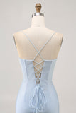 Sparkly Light Blue Tight Short Homecoming Dress with Beading
