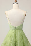 Green A Line Spaghetti Straps Short Homecoming Dress