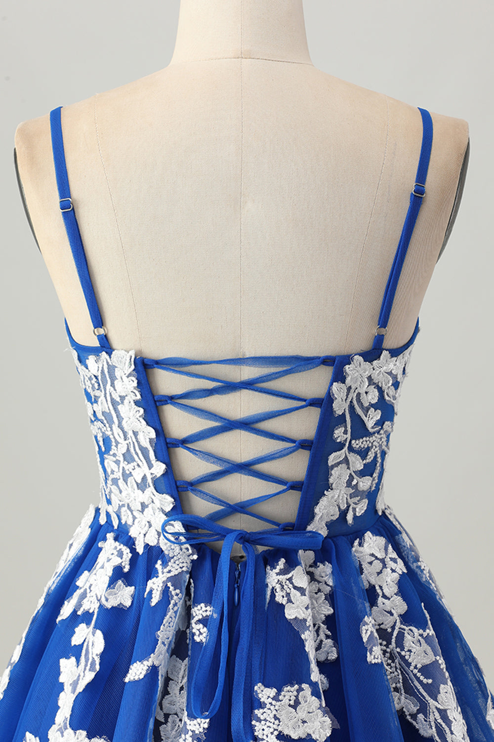Royal Blue Tulle A Line Short Homecoming Dress with Appliques