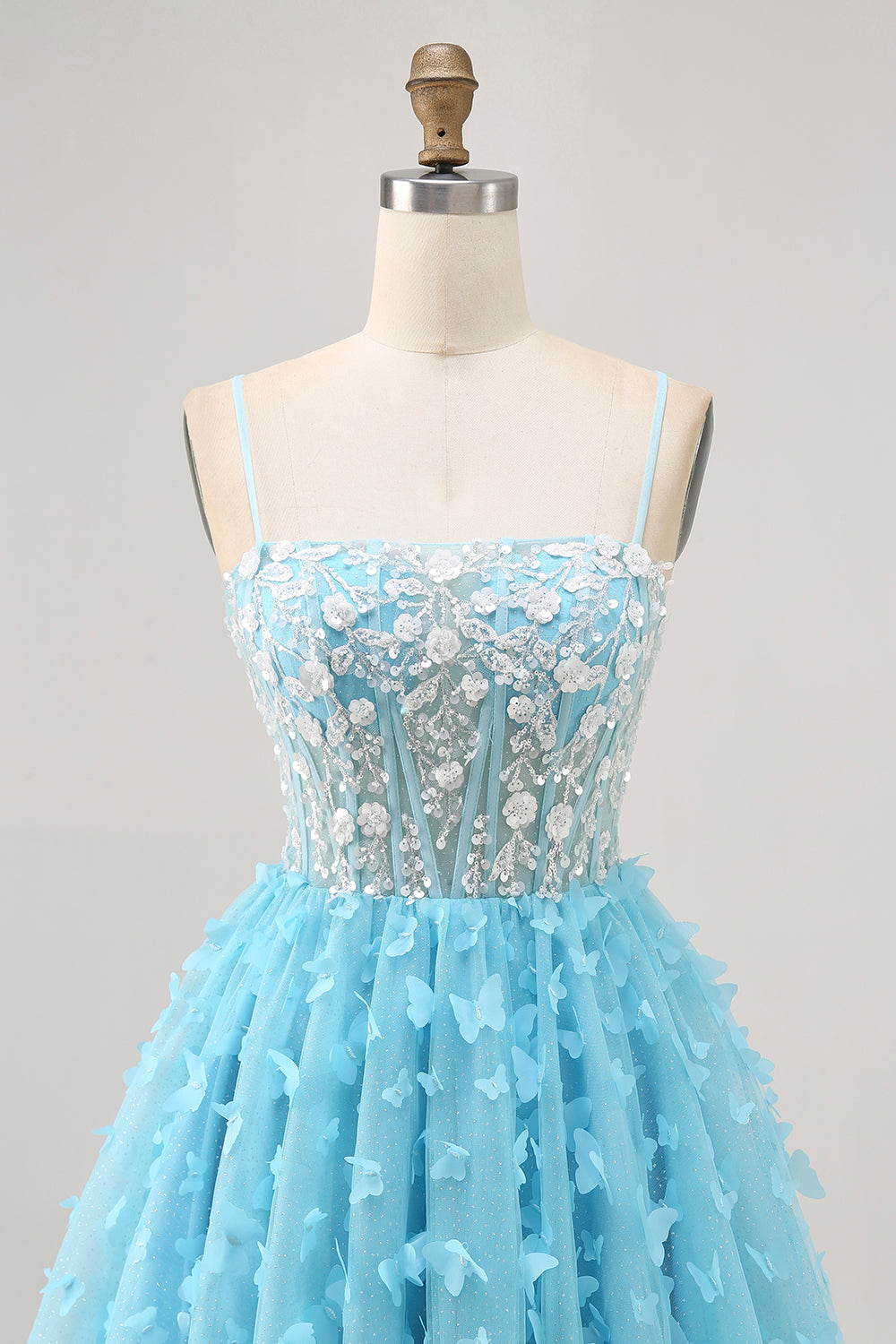 Zapakasa Women Sparkly Blue Corset Short Homecoming Dress with Sequins