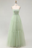 Sparkly Green Corset Beaded A Line Long Prom Dress with Bow