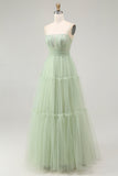 Sparkly Green Corset Beaded A Line Long Prom Dress with Bow