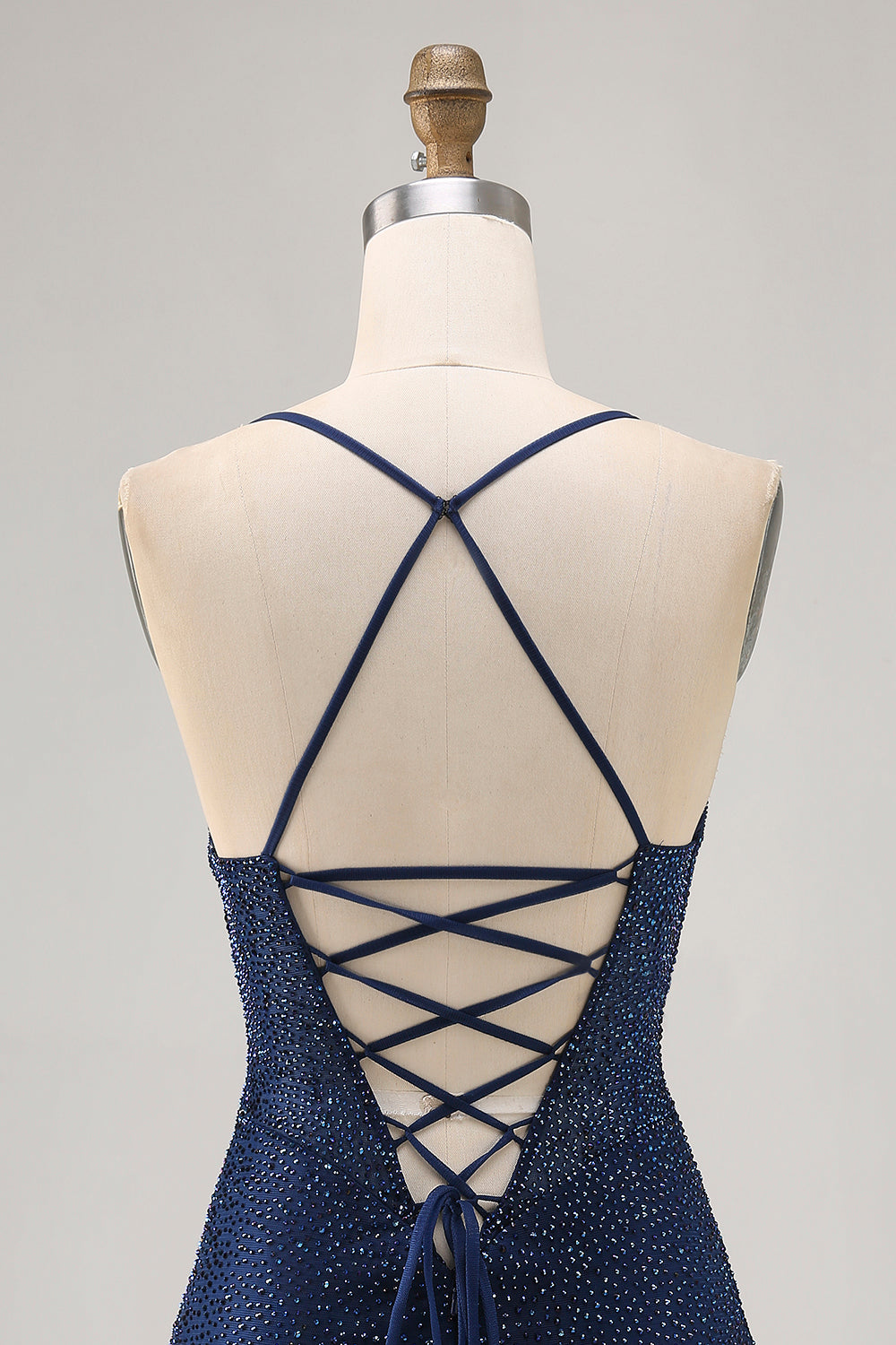 Sparkly Dark Blue Tight Short Homecoming Dress with Beading