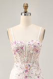 Sparkly White Floral Sequins Tight Short Corset Homecoming Dress
