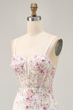 Sparkly White Floral Sequins Tight Short Corset Homecoming Dress