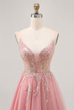 Sparkly Blush Beaded Tulle A Line Short Homecoming Dress