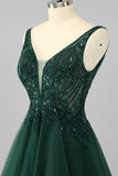 Sparkly Dark Green Short A Line Homecoming Dress with Beading