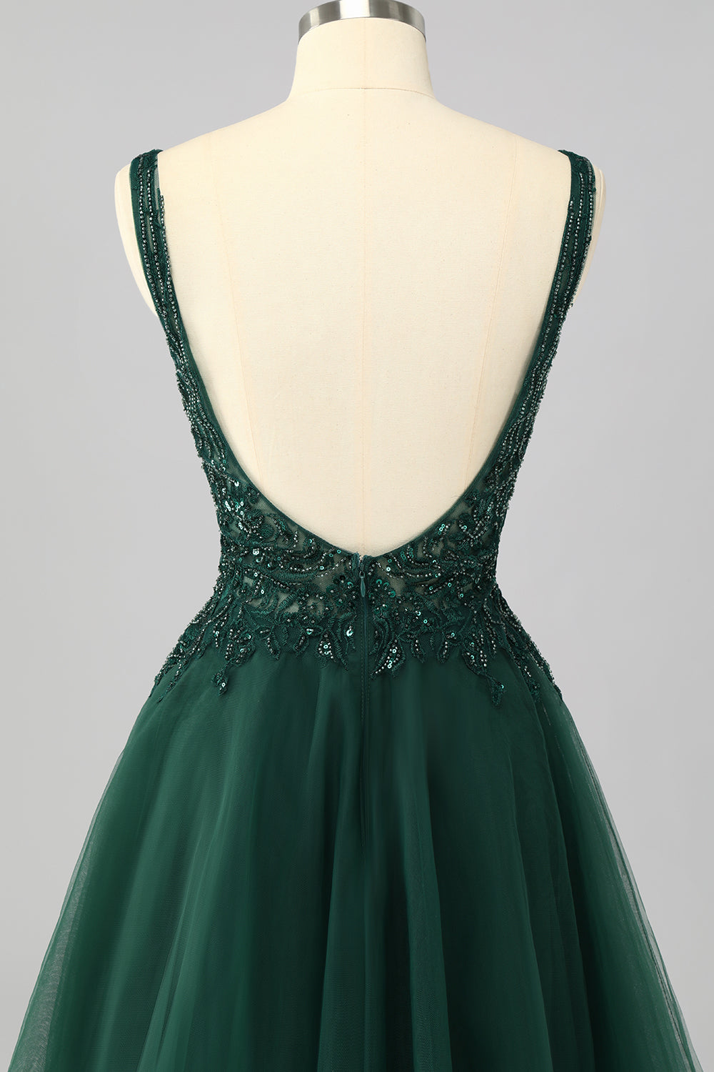 Sparkly Dark Green Short A Line Homecoming Dress with Beading