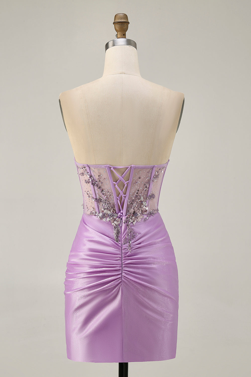Sparkly Grey Green Corset Tight Short Homecoming Dress with Beading