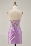 Sparkly Grey Green Corset Tight Short Homecoming Dress with Beading