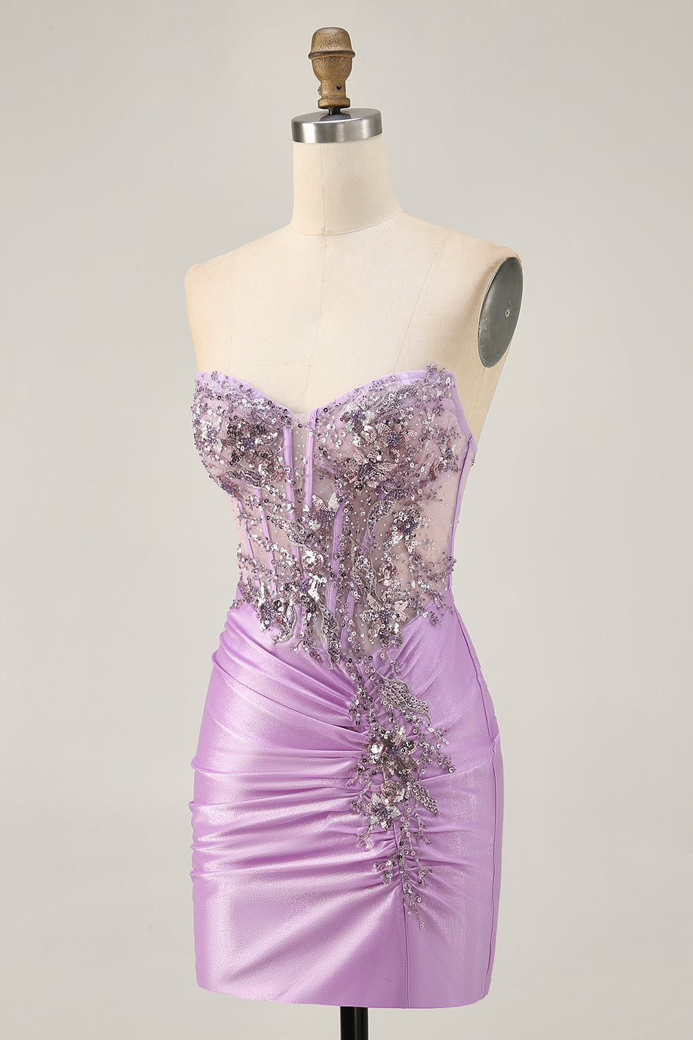 Sparkly Grey Green Corset Tight Short Homecoming Dress with Beading