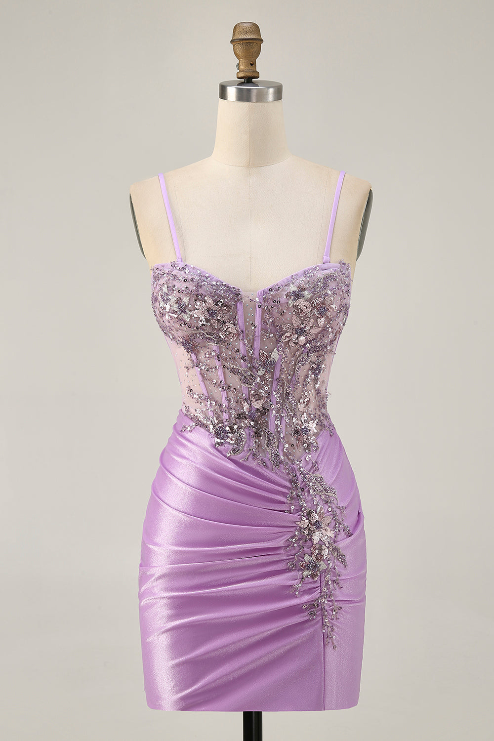 Sparkly Grey Green Corset Tight Short Homecoming Dress with Beading