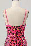 Sparkly Fuchsia Leopard Sequin Tight Short Homecoming Dress