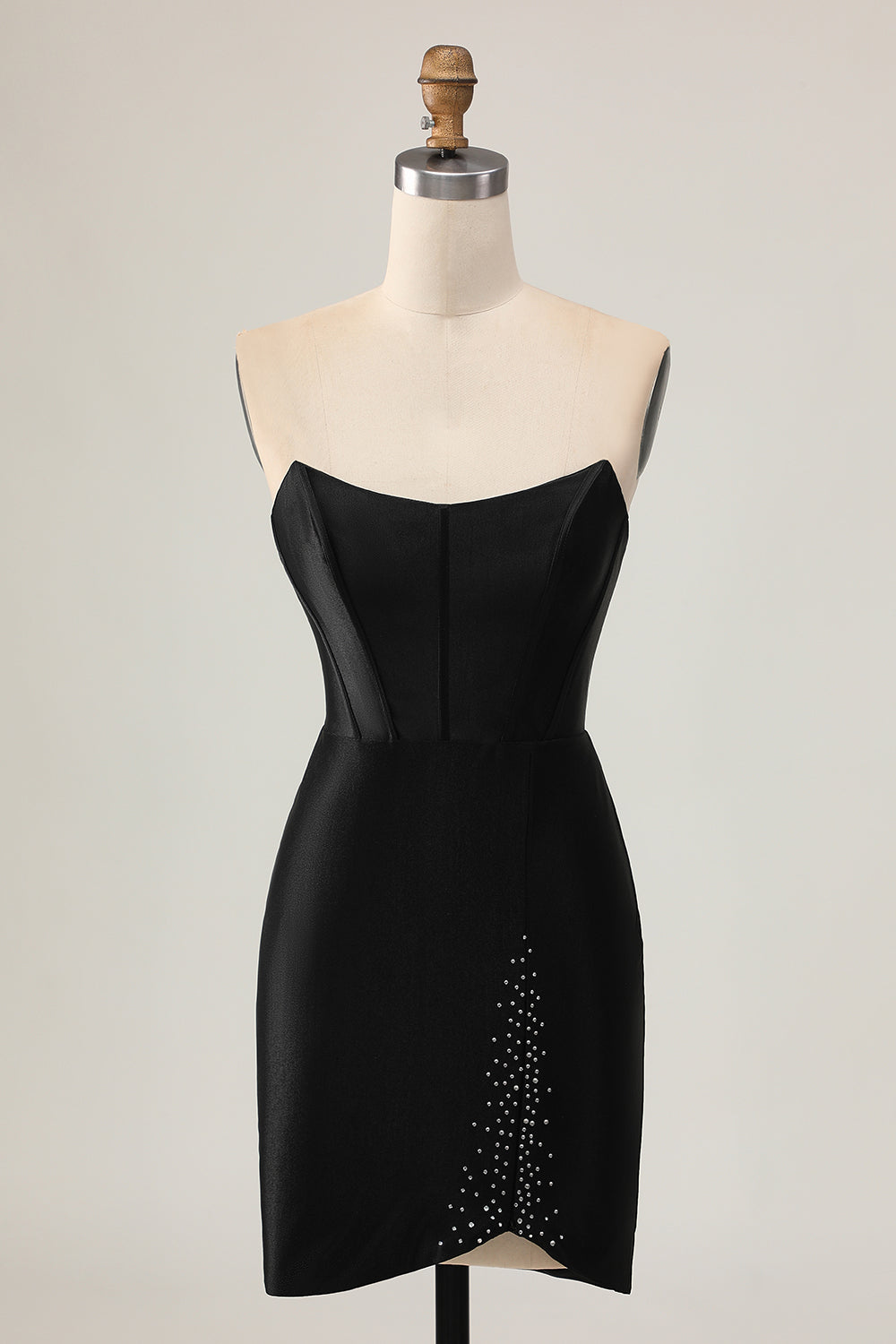 Sparkly Black Corset Tight Strapless Short Homecoming Dress with Beading