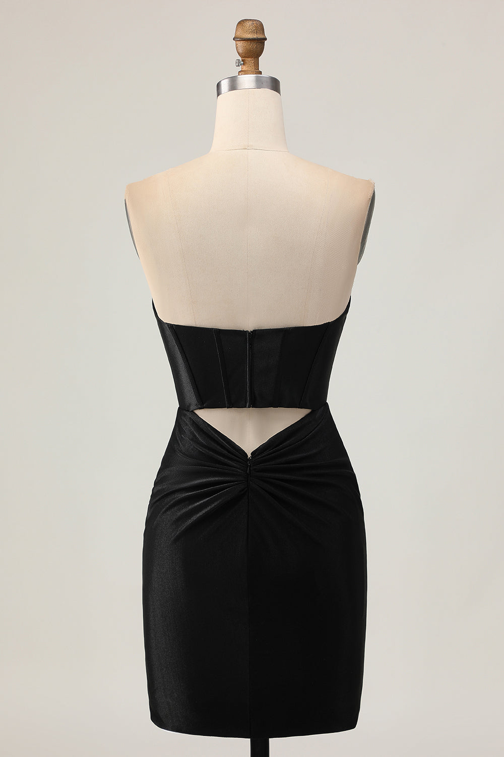 Sparkly Black Corset Tight Strapless Short Homecoming Dress with Beading